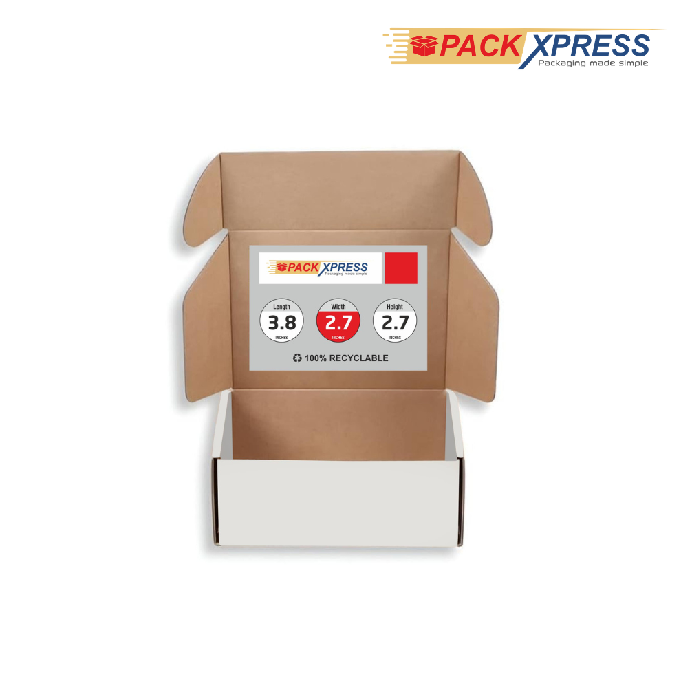 PackXpress 3-Ply White Corrugated Flap Box (3.8 × 2.7 × 2.7 Inch) | Mini Shipping Carton for Secure Small Product Packaging