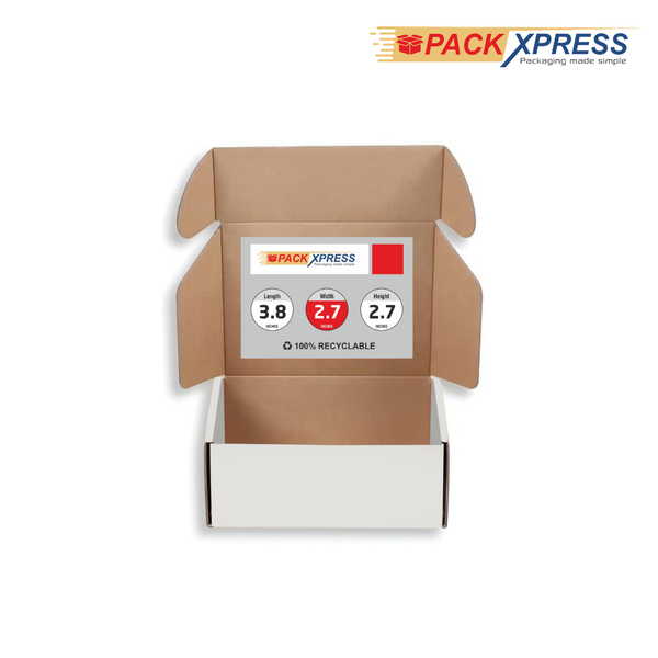 PackXpress 3-Ply White Corrugated Flap Box (3.8 × 2.7 × 2.7 Inch) | Mini Shipping Carton for Secure Small Product Packaging