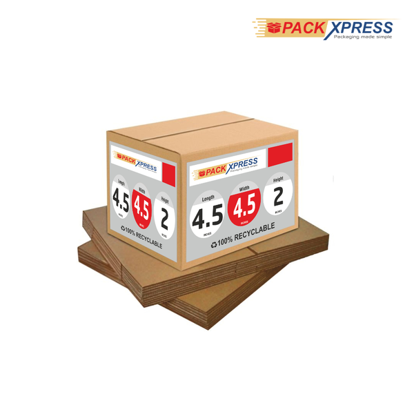 PackXpress Brown Carton Boxes Corrugated Shipping Box ( 4.5 × 4.5 × 2 Inch ) Strong Packaging for Business, E-commerce & Courier Packaging