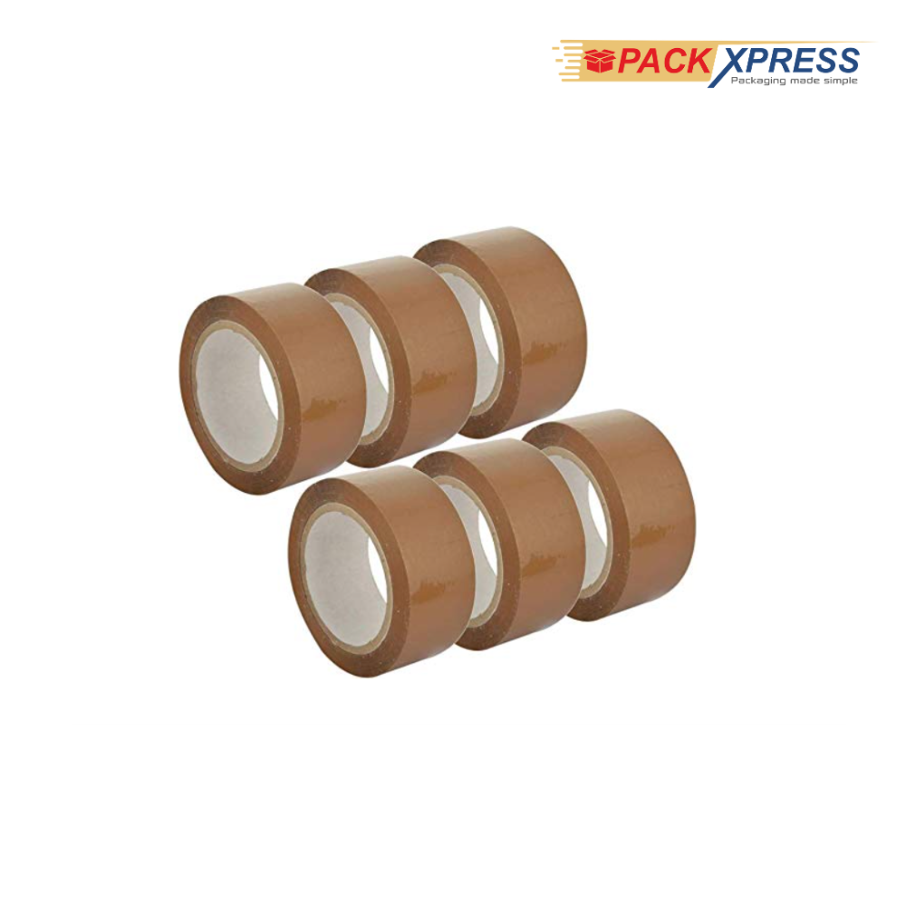 PackXpress Brown BOPP Packing Tape 1 Inch × 65 Meter | Strong Adhesive Carton Sealing Tape for Packaging & Shipping