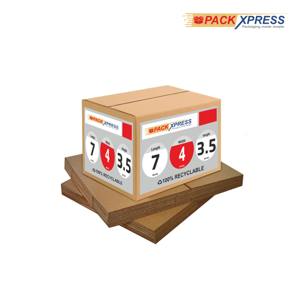 PackXpress Brown Carton Boxes Corrugated Shipping Box (7 × 4 ×3.5 Inch) Strong Packaging for Business, E-commerce & Courier Packaging
