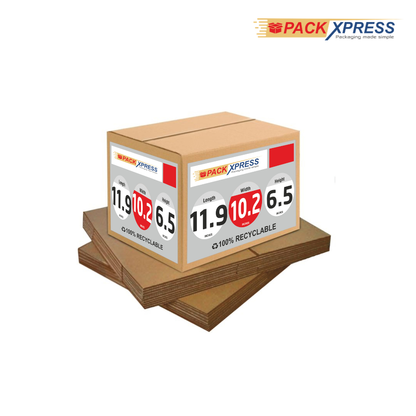 PackXpress Brown Carton Boxes Corrugated Shipping Box (11.9 × 10.2 ×6.5 Inch) Strong Packaging for Business, E-commerce & Courier Packaging