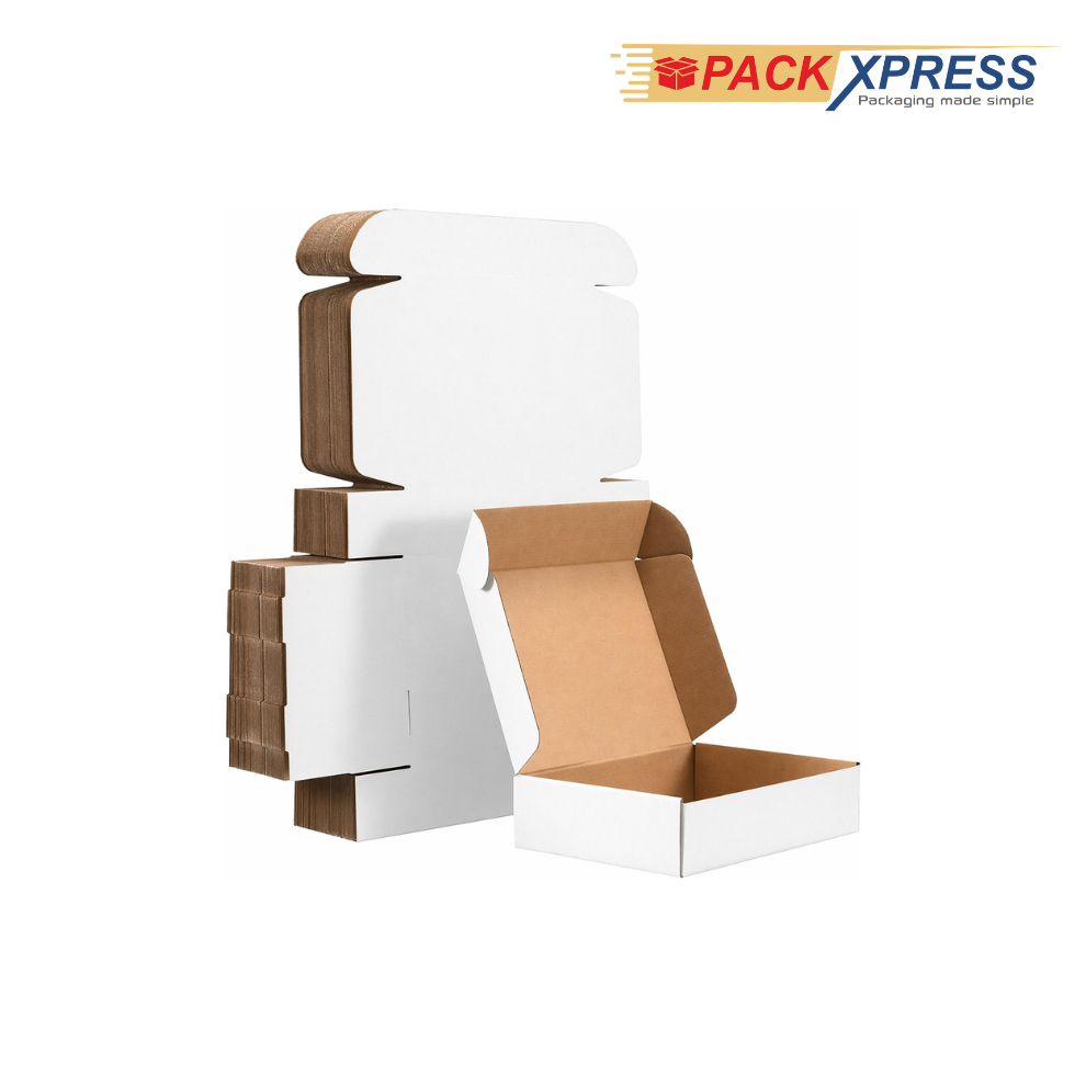PackXpress 3-Ply White Corrugated Flap Box (3.8 × 2.7 × 2.7 Inch) | Mini Shipping Carton for Secure Small Product Packaging