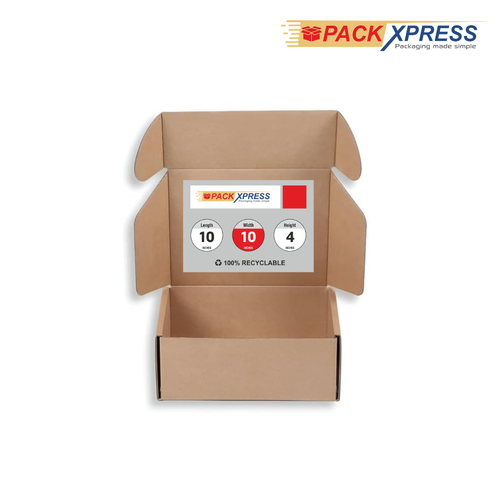 PackXpress 3-Ply Brown Corrugated Shipping Box (10 × 10 × 4 Inch) | Strong Kraft Mailer Packaging for Small Business & E-commerce