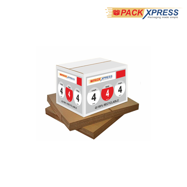 PackXpress 3-Ply White Corrugated Carton Box (4 × 4 × 4 Inch) | Shipping & Cardboard Packaging Box