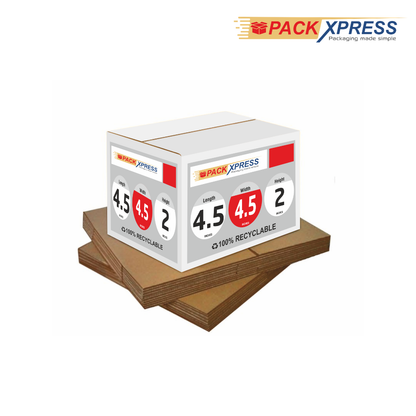 PackXpress 3-Ply White Corrugated Carton Box (4.5 × 4.5 × 2 Inch) | Shipping & Cardboard Packaging Box