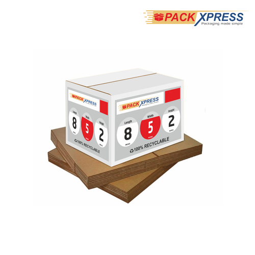 PackXpress 3-Ply White Corrugated Carton Box (8 × 5 × 2 Inch) | Shipping & Cardboard Packaging Box